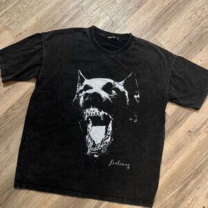 Vamtac Dog Bite Graphic Boxy T-Shirt, oversized graphic t-shirt streetwear Large